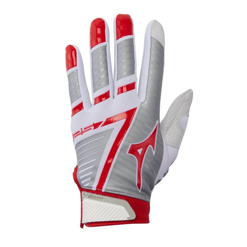 Womens Mizuno F-257 Softball Batting Gloves White/Red Philippines (NYOSCB631)